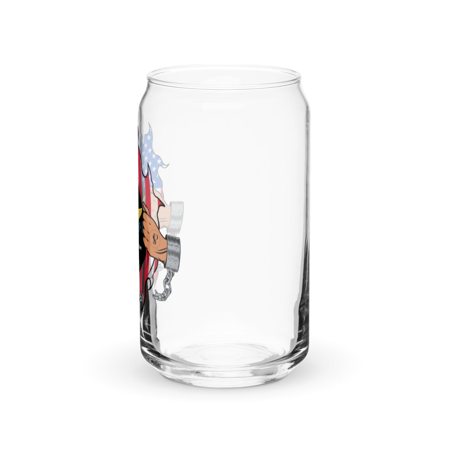 a glass with a cartoon character on it