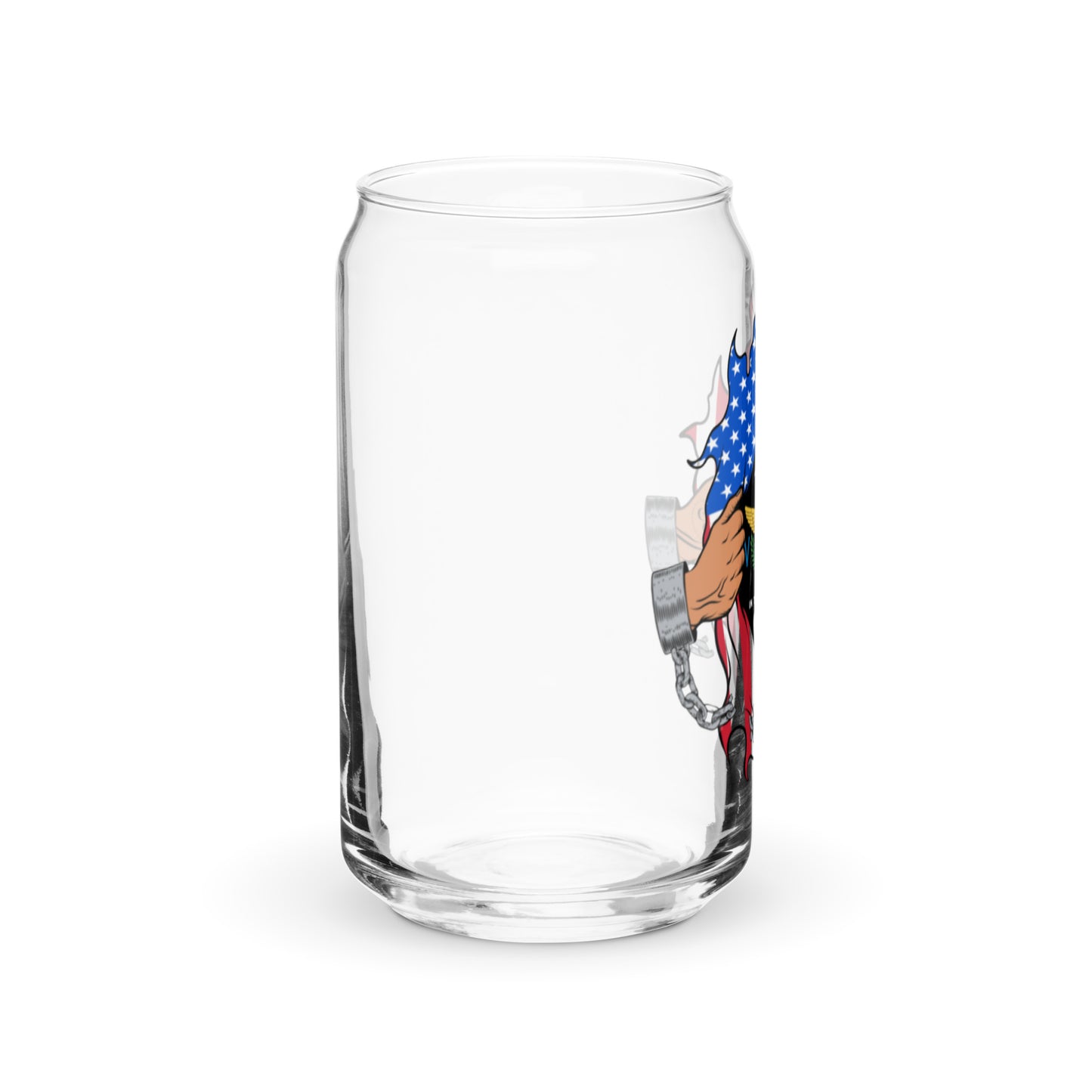 a glass with a cartoon character on it