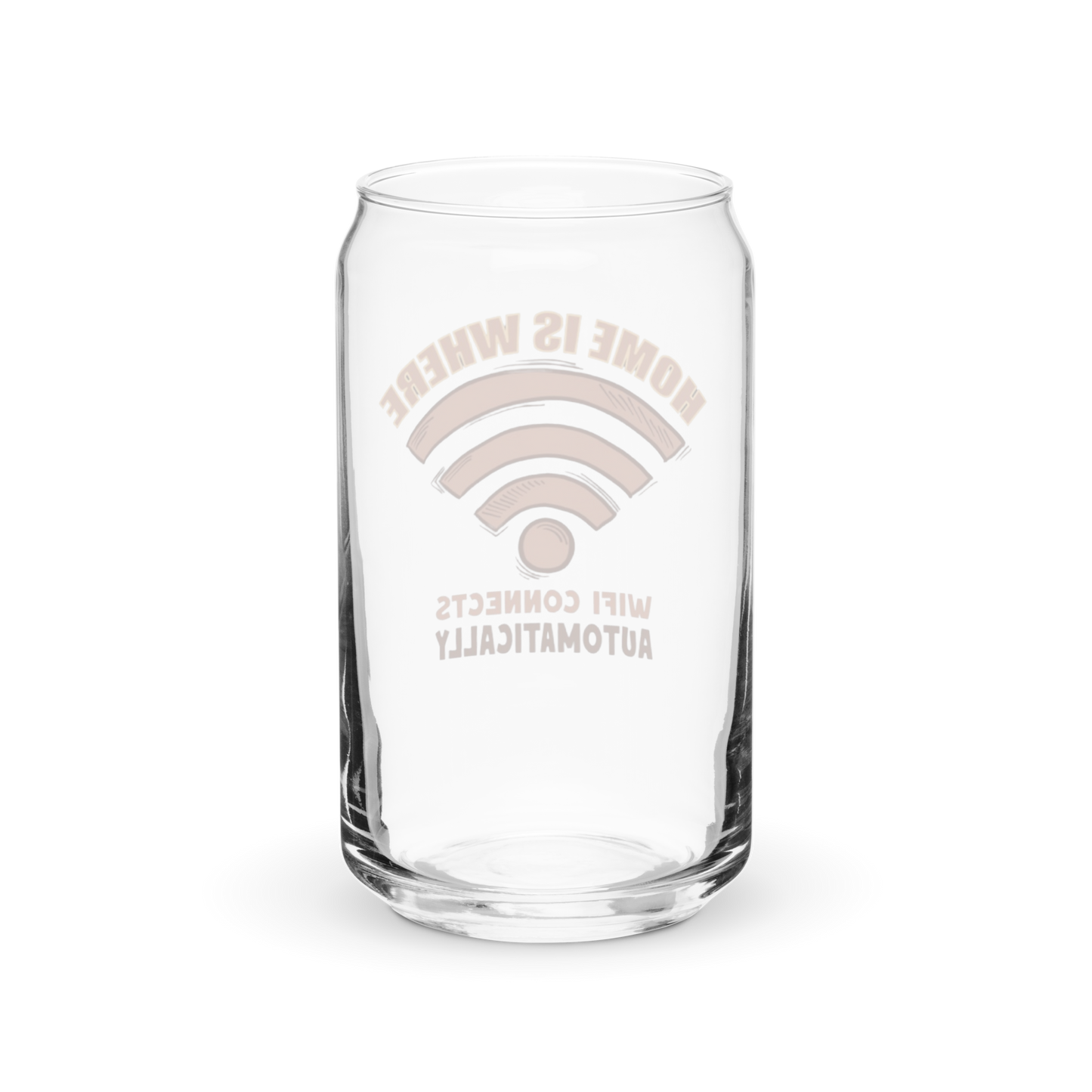 a glass with a wifi logo on it
