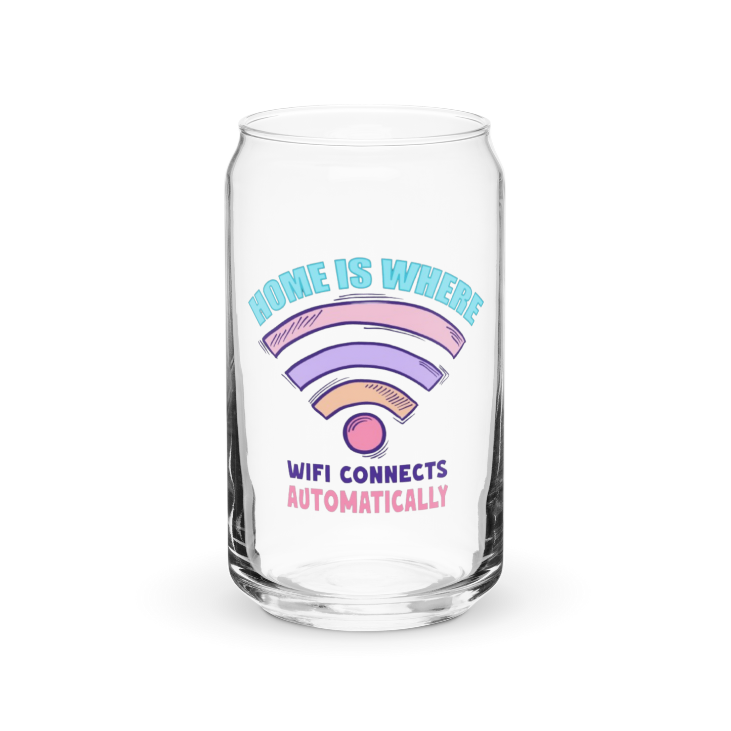 a glass with a rainbow design on it