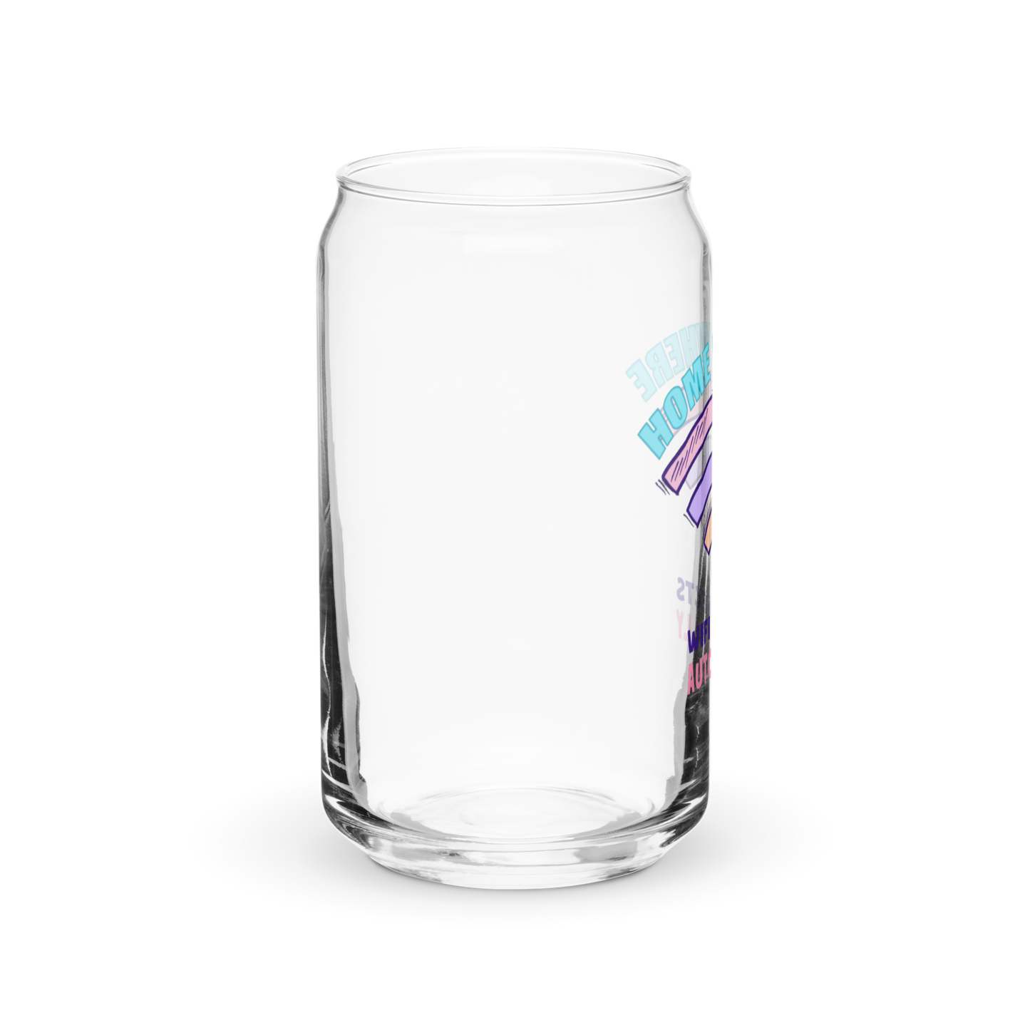 a clear glass with a sticker on it